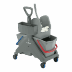 CHARIOT ONEFRED 2X15L AVEC CASSETTE PORTE PRODUITS ET TIMON LATERAL