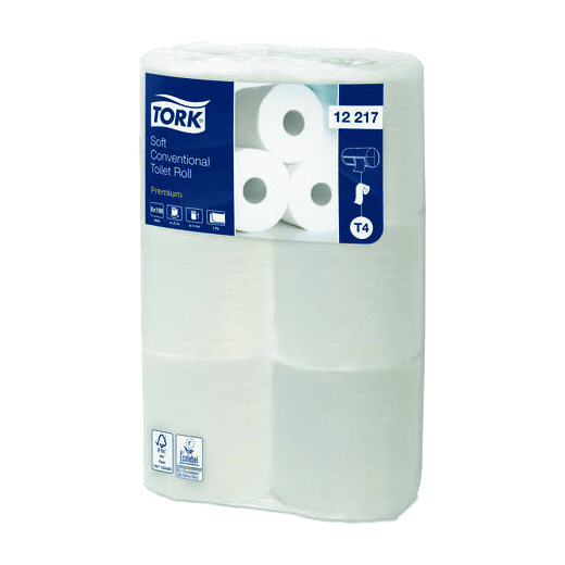 PAPIER TOILETTE PETIT ROULEAU TORK® T4 BLANC 200 FORMATS 2 PLIS ECOLABEL X72