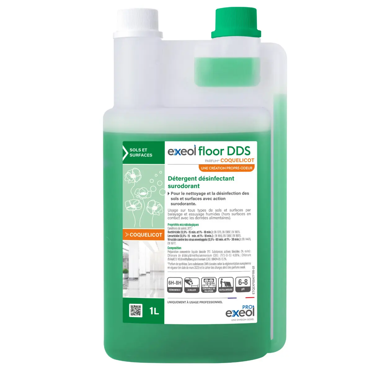 DETERGENT DESINFECTANT EXEOL FLOOR COQUELICOT 1L