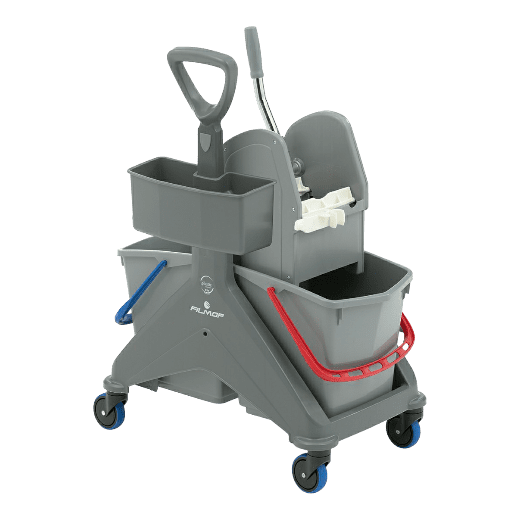 CHARIOT ONEFRED 2X15L AVEC CASSETTE PORTE PRODUITS ET TIMON LATERAL