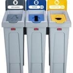 STATION DE RECYCLAGE SLIM JIM 3 FLUX NOIR / BLEU / JAUNE RUBERMAID