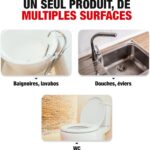 Baignoire, évier et WC illustrant les usages du produit SPADO Entretien canalisations aux enzymes.
