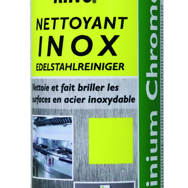 Aérosol nettoyant inox KING 500 ml pour nettoyer et faire briller les surfaces en acier inoxydable, chromées et aluminium.