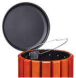 Corbeille Zeno Protec 80L Rossignol en bois et acier avec couvercle ouvert