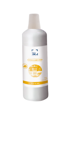 Crème à récurer TECH LINE ORIGIN 1L Flacon blanc de crème à récurer TECH LINE ORIGIN 1 L avec étiquette jaune Cuisine.