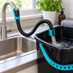 Aquafill Moerman utilisé pour remplir un seau de nettoyage depuis un robinet