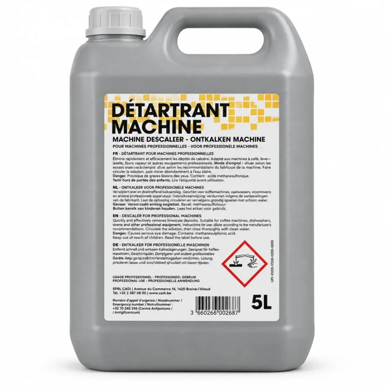 Bidon 5L de Détartrant Machine GAO pour le détartrage des lave-vaisselle et machines professionnelles.