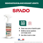 Vue de face du rénovateur blanchissant joints SPADO avec étiquette beige et pulvérisateur blanc
