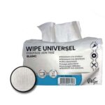 Paquet de 100 lingettes WIPE Universel blanches en non-tissé pour essuyage professionnel