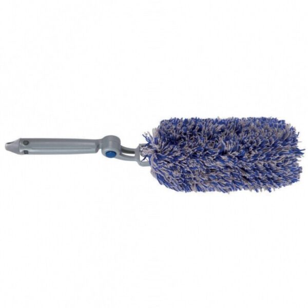 Plumeau Daster en fibres acryliques bleu et gris avec poignée articulée pour le dépoussiérage
