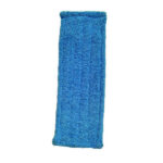 Frange microfibre bleue 40 cm montrant la face de nettoyage et le système de fixation à poches et languettes