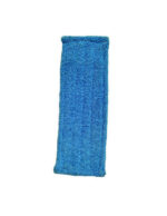 Frange microfibre bleue 40 cm montrant la face de nettoyage et le système de fixation à poches et languettes